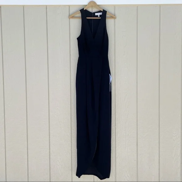 Dress The Population | NWT Ariel Racerback Faux Wrap Crepe Gown - Picture 4 of 10